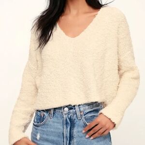 Free People Cream Popcorn Knit Sweater